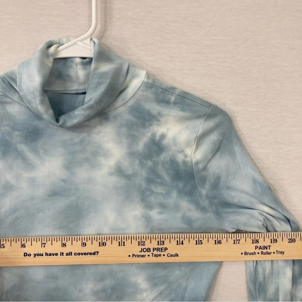 Sunday Best‎ Aritzia Blue Tie Dye Cowl Neck Long Sleeve Crop Top Medium - Picture 7 of 10